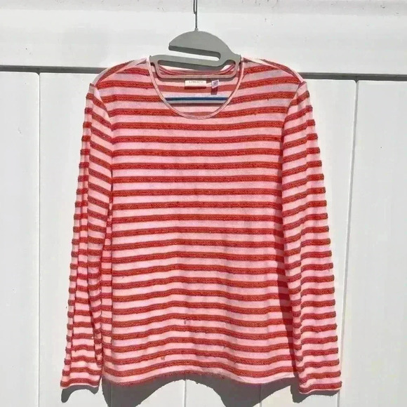 CHICO’S STRIPED ORANGE AND WHITE WOMENS TOP SIZE Medium - Picture 13 of 15